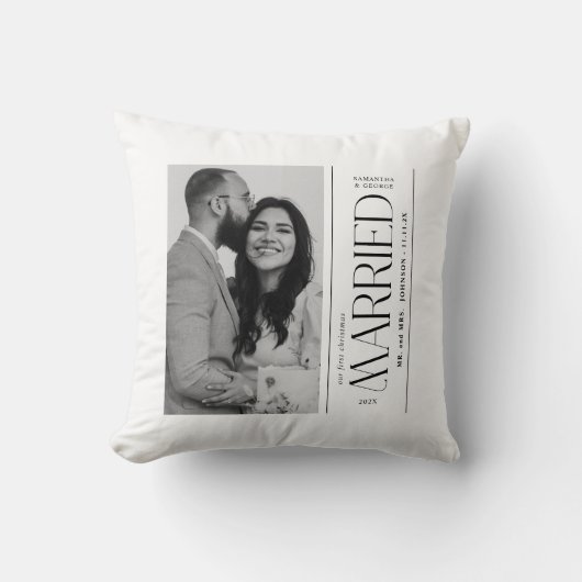 Getrouwd Huwelijksfoto Pasgetrouwden Kerstmis Kussen (Voorkant)