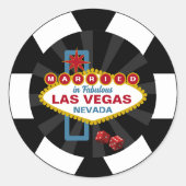 Getrouwd in Fabulous Las Vegas Poker Chip Bruiloft Ronde Sticker (Voorkant)