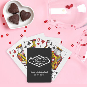 Getrouwd in Fabulous Las Vegas Zwart Wit Pokerkaarten