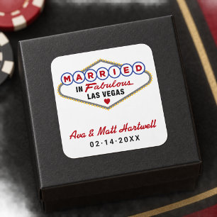 Getrouwd in het fabuleuze Las Vegas Rood Huwelijks Vierkante Sticker