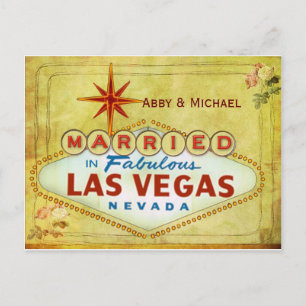 Getrouwd in het prachtige Las Vegas - Vintage Aankondigingskaart