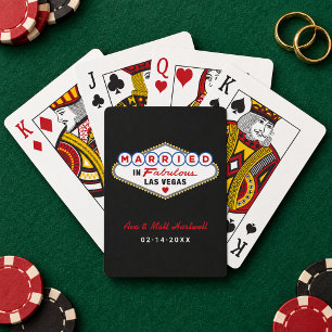Getrouwd in het prachtige Las Vegas Zwart Pokerkaarten