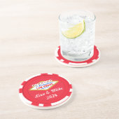 Getrouwd in Las Vegas Chip Coaster-Bewerkbare teks Zandsteen Onderzetter (Zijkant)