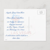 Getrouwd in Las Vegas Fotoaankondiging Blauw Aankondigingskaart (Achterkant)