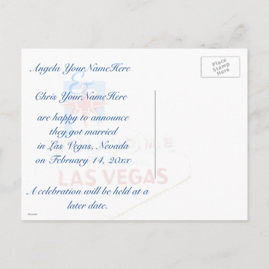 Getrouwd in Las Vegas Fotoaankondiging Blauw Aankondigingskaart (Achterkant)