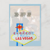 Getrouwd in Las Vegas Fotoaankondiging Blauw Aankondigingskaart (Voorkant)