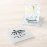 Getrouwd in Las Vegas gepersonaliseerde bruiloft g Glazen Onderzetter<br><div class="desc">Getrouwd in Las Vegas gepersonaliseerde bruiloft gunst Keepsake Glass Onderzetter</div>