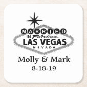 Getrouwd in Las Vegas gepersonaliseerde bruiloft g Kartonnen Onderzetters (Voorkant)