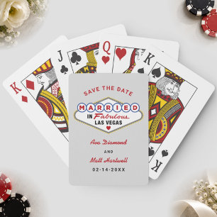 Getrouwd in Las Vegas Gray Bewaar de Datum Pokerkaarten