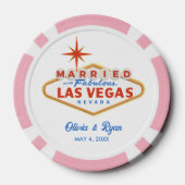 Getrouwd in Las Vegas Pink Casino Wedding Favoriet Poker Chips (Achterkant)