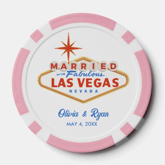 Getrouwd in Las Vegas Pink Casino Wedding Favoriet Poker Chips (Achterkant)