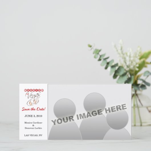 Getrouwd in Vegas Bewaar de datum Save The Date (Staand voorkant)