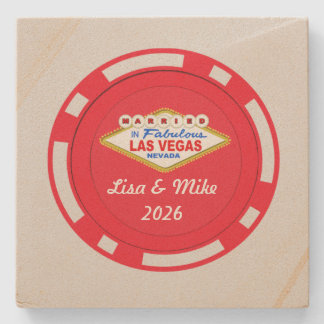 Getrouwd in Vegas Poker Chip Stenen Onderzetter