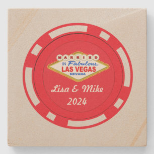 Getrouwd In Vegas Poker Chip Stenen Onderzetter