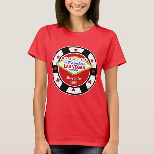 Getrouwd in Vegas Poker Chip T-shirt (Voorkant)