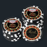 Getrouwd in (Voeg uw stad en staat toe) Pokerchips<br><div class="desc">Casino stijl Poker Chips. Bruiloft in (Voeg uw stad en staat toe). Met diep rood, goud en zwart ontwerp klaar voor u om te personaliseren. Maakt een groot feestgunst aandenken voor uw gasten. Meer kleuren zijn beschikbaar. ✔ Opmerking: niet alle sjablonen hoeven te worden gewijzigd. 📌Als u meer aanpassingen nodig...</div>