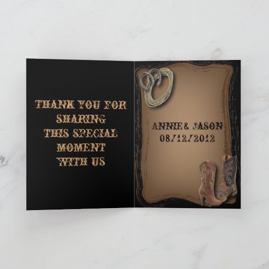 getrouwd in western cowboylaarzen trouwen bedankkaart (Binnen)