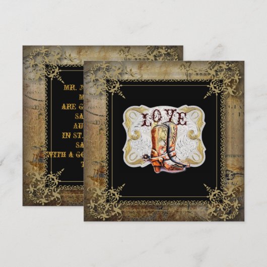 getrouwd in western cowboylaarzen trouwen kaart (Voorkant / Achterkant)