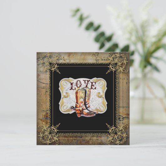 getrouwd in western cowboylaarzen trouwen kaart (Staand voorkant)