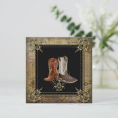 getrouwd in western cowboylaarzen trouwen kaart (Staand voorkant)