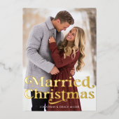 Getrouwd Kerst Classic Traditionele Typografie Folie Feestdagenkaart (Voorkant)
