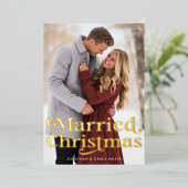 Getrouwd Kerst Classic Traditionele Typografie Folie Feestdagenkaart (Staand Voorkant)