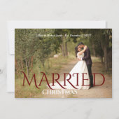 Getrouwd Kerst Elegante Trouwfoto Notitiekaartje (Voorkant)
