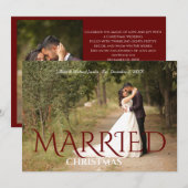 Getrouwd Kerst Elegante Trouwfoto Notitiekaartje (Voorkant / Achterkant)