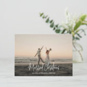 Getrouwd Kerst Handgeschreven Script 4 Fotostrip Feestdagenkaart (Staand voorkant)