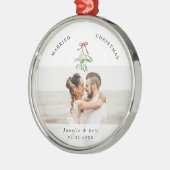 Getrouwd Kerst Schattige Mistletoe Passen getrouwd Metalen Ornament (Links)