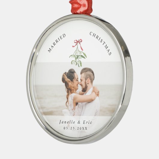 Getrouwd Kerst Schattige Mistletoe Passen getrouwd Metalen Ornament (Links)