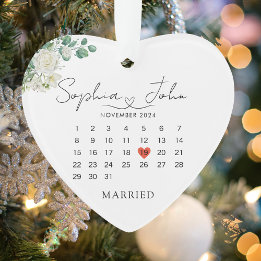Getrouwd Kerst Trouwdatum Hartschrift Ornament