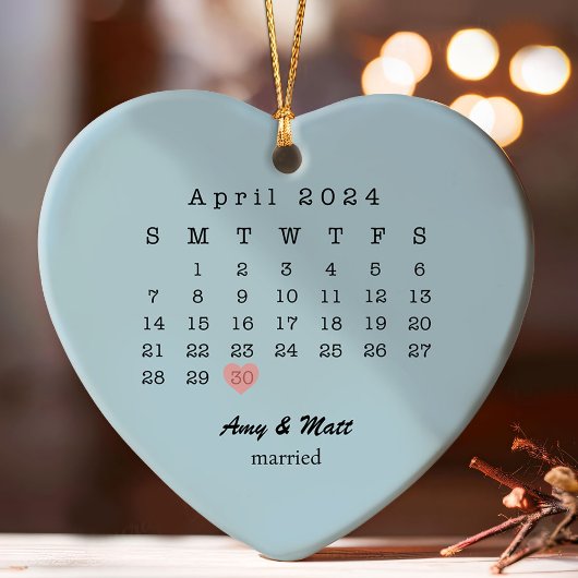Getrouwd Kerst Trouwdatum Hartschrift Ornament