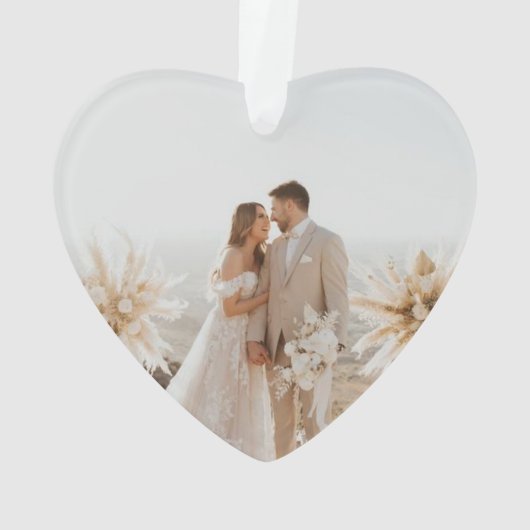 Getrouwd Kerst Trouwdatum Hartschrift Ornament (achterkant)
