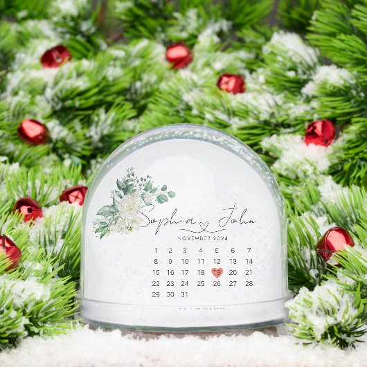 Getrouwd Kerst Trouwdatum Hartschrift Sneeuwbol (Kerstmis)