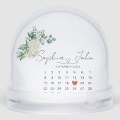 Getrouwd Kerst Trouwdatum Hartschrift Sneeuwbol (Achterkant)