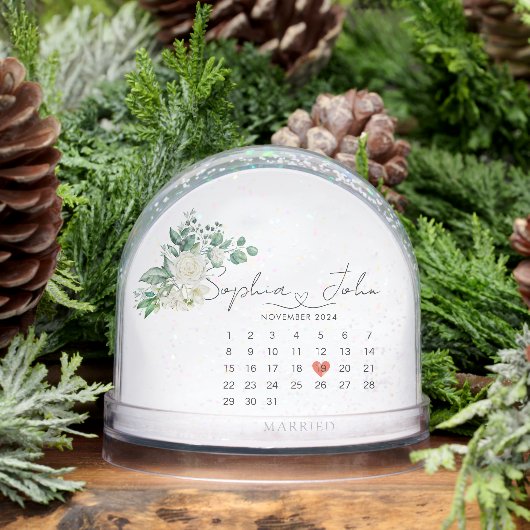 Getrouwd Kerst Trouwdatum Hartschrift Sneeuwbol (Winter)