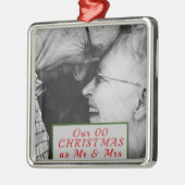 Getrouwd kerst zwart-wit foto metalen ornament (Links)