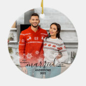 Getrouwd kerstfeest Onze eerste foto op maat 2 Keramisch Ornament (Achterkant)