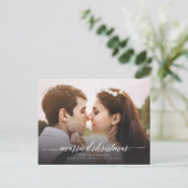 Getrouwd kerstfoto van pasgetrouwden | Wit Feestdagenkaart (Staand voorkant)