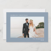 Getrouwd Kerstmis 2 Foto Dusty Blue Feestdagenkaart (Voorkant)