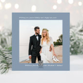 Getrouwd Kerstmis 2 Foto Dusty Blue Feestdagenkaart