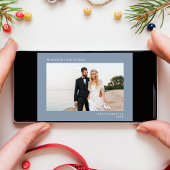 Getrouwd Kerstmis 2 Foto Dusty Blue Feestdagenkaart