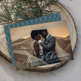 Getrouwd Kerstmis | Blauwe Vakantie Fotokaart Feestdagenkaart