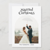 Getrouwd Kerstmis Bruiloft Dank u Foto Feestdagenkaart (Voorkant)