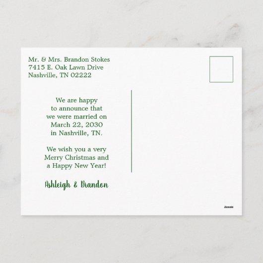 Getrouwd Kerstmis Foto Feestdagenkaart (Achterkant)