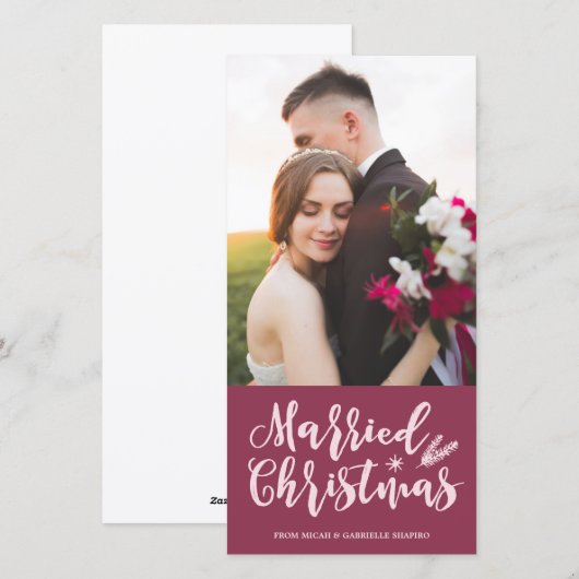 Getrouwd Kerstmis | Modern dennenpaars Foto Feestdagenkaart (Voorkant / Achterkant)