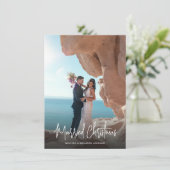 Getrouwd Kerstmis Modern met de hand geschreven 2 Feestdagenkaart (Staand voorkant)