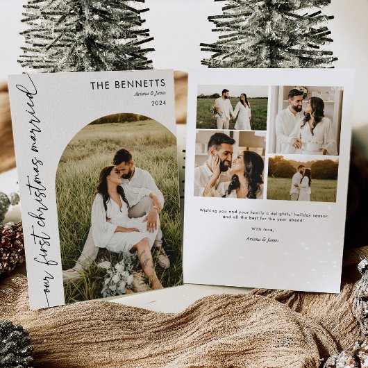 Getrouwd Kerstmis Multi Photo Arch Kerstmis Feestdagenkaart