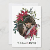 Getrouwd Kerstmis Poinsettia Foto Bruiloft Kaart (Voorkant)